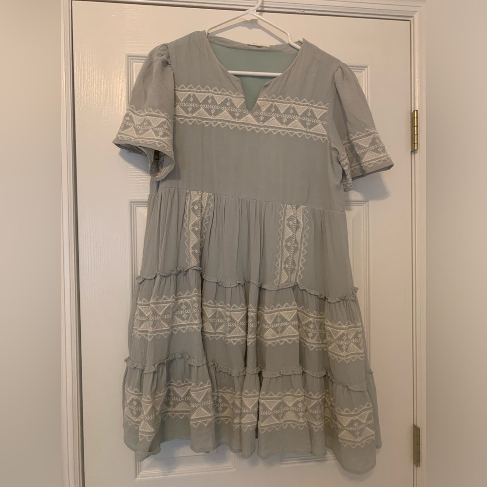Baby Blue Embroidered Dress